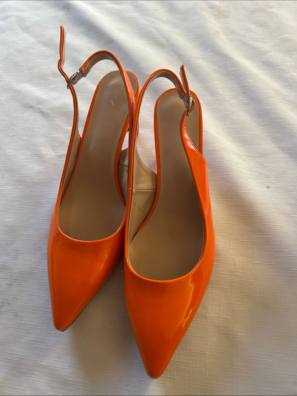 Slingback Pointed-Toe Pumps in Orange